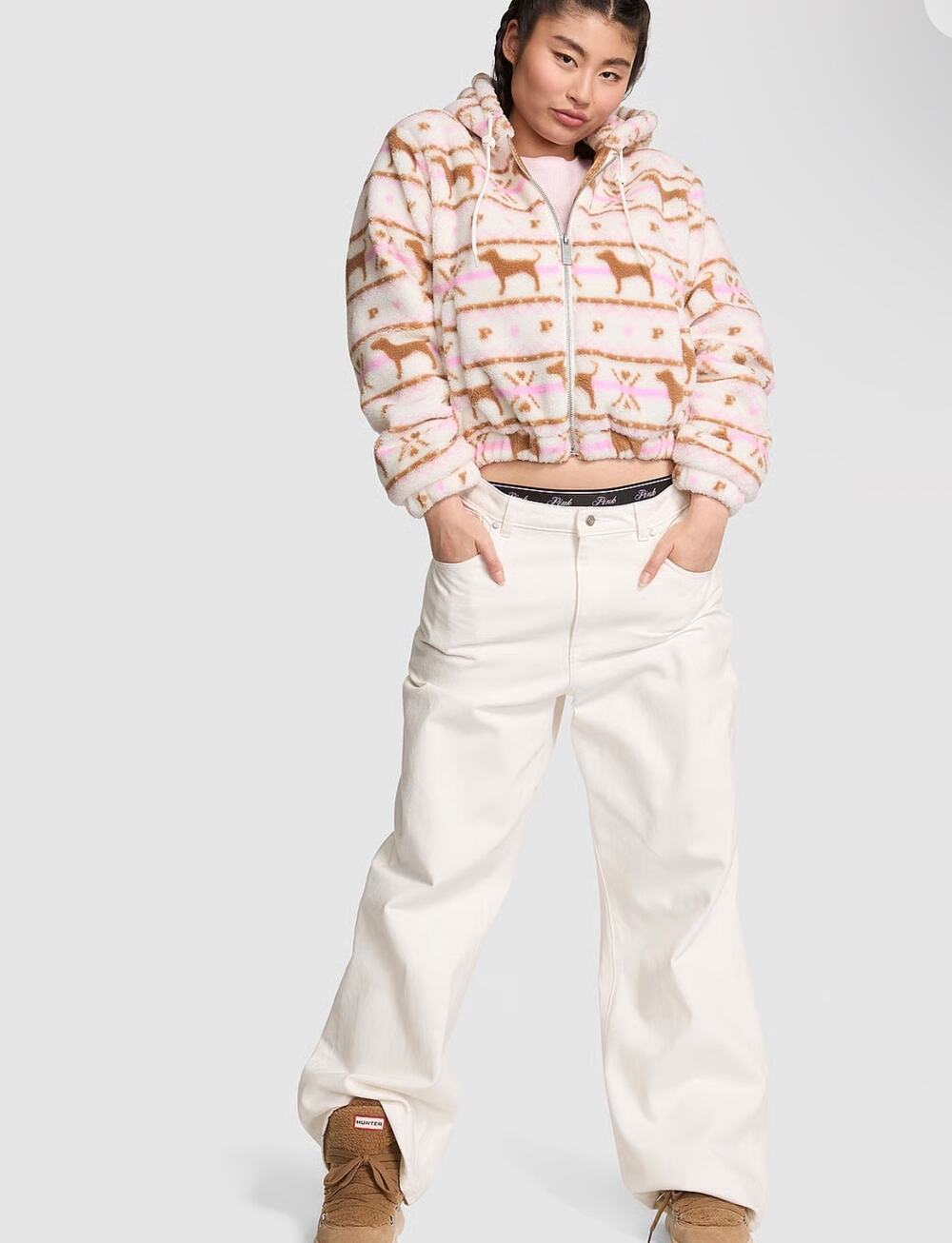 Victoria’s Secret PINK PLUSH TEDDY HOODED BOMBER JACKET